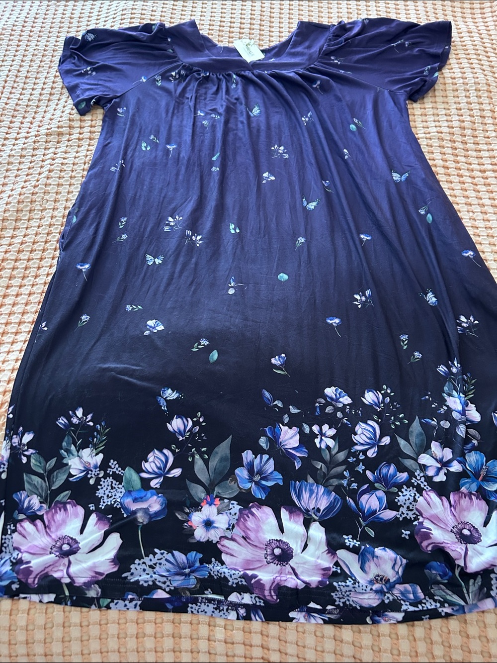 Ekouaer Softer Pajamas Sweeter Dreams Women Purple Floral XL MuMu House Dress NW